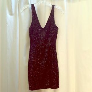 Bebe Black Sequins Dress with Mesh